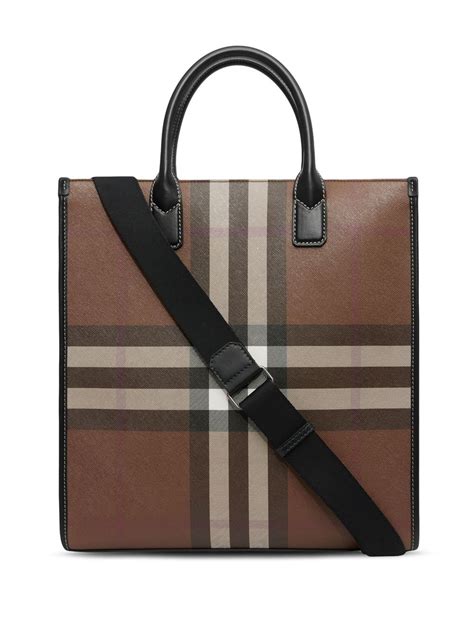 burberry tote blue|Burberry check and leather tote.